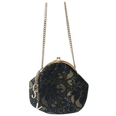 Vintage Versace Jeans Couture black lace purse. 1990's