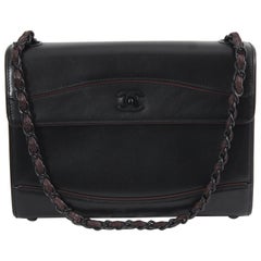 90's Vintage Chanel All Black Shoulder Bag