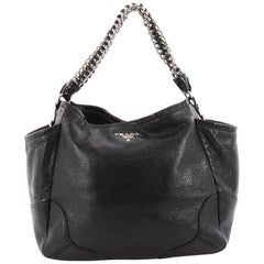 Prada Lux Chain Side Pocket Hobo Cervo Leather Small