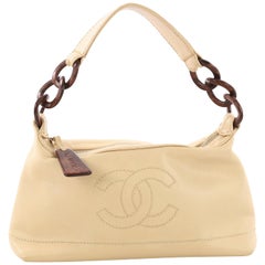 Chanel Vintage CC Resin Chain Shoulder Bag Caviar Small