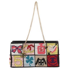 Chanel Vintage Patchwork Icons Kette Tote häkeln Tweed klein