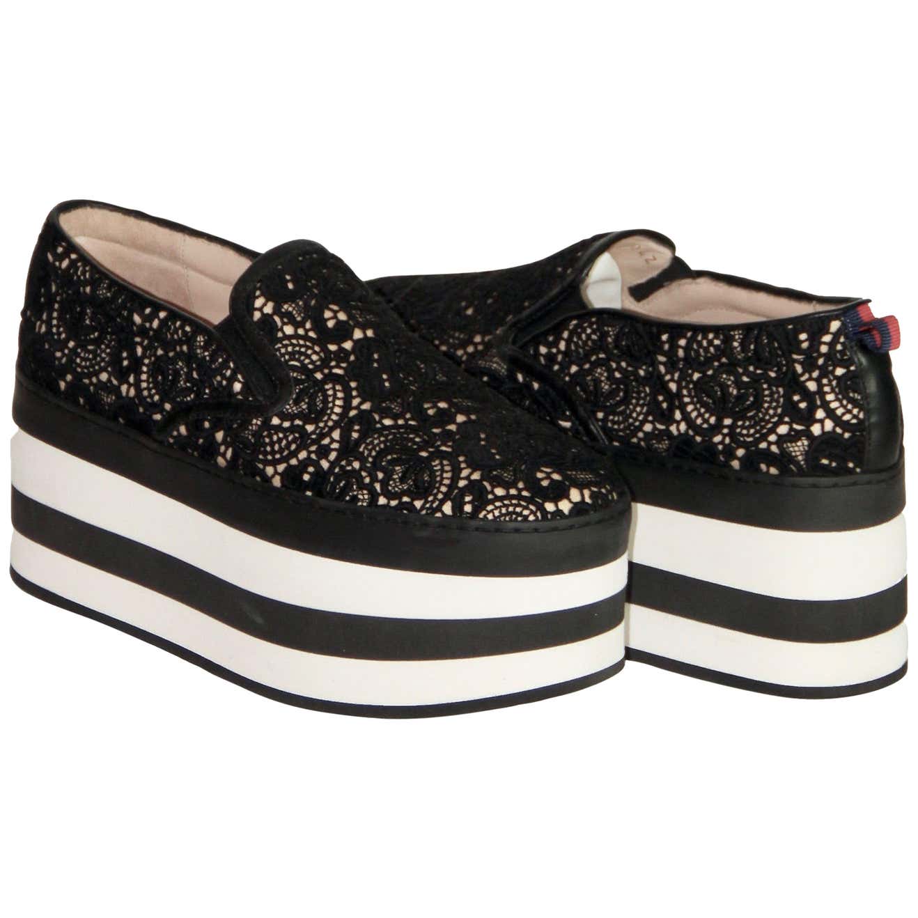 Gucci Black Lace Platform Sneaker For Sale at 1stDibs | lace platform sneakers