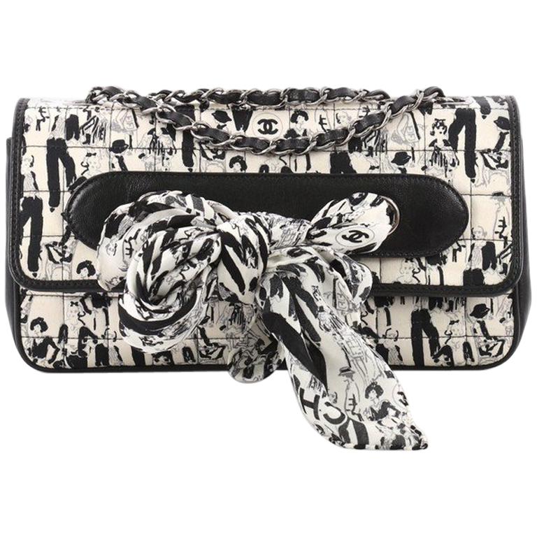 Chanel Limited Edition Scarf Flap Bag Printed Silk and Leather