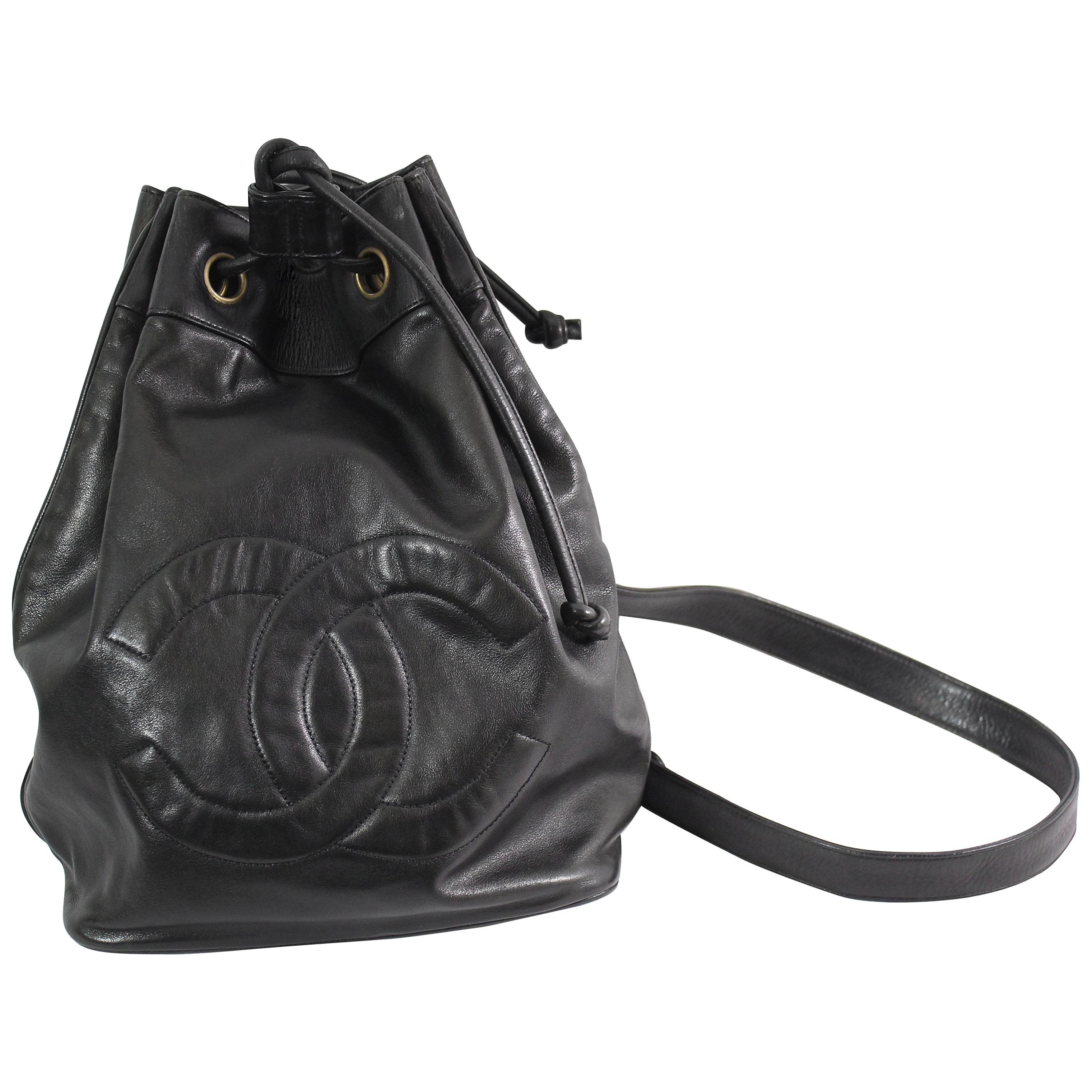 Chanel Vintage Black  Leather Backpack