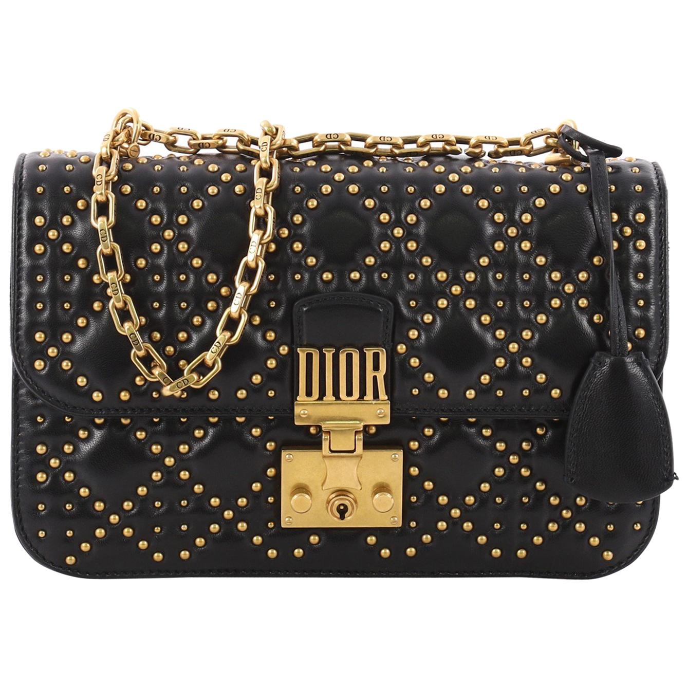 Christian Dior Dioraddict Flap Bag Cannage Studded Leather Medium at 1stDibs