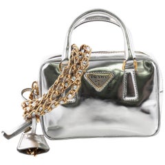 Prada Chain Bauletto Crossbody Bag Saffiano Leather Mini 