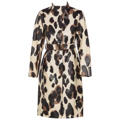 Yves Saint Laurent YSL Animal Print Belted Trench Coat 