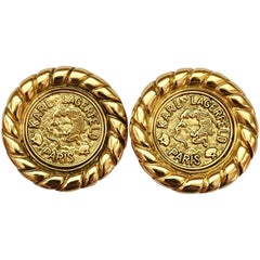 Vintage Karl Lagerfeld Goldtone Coin Earrings, 1990s