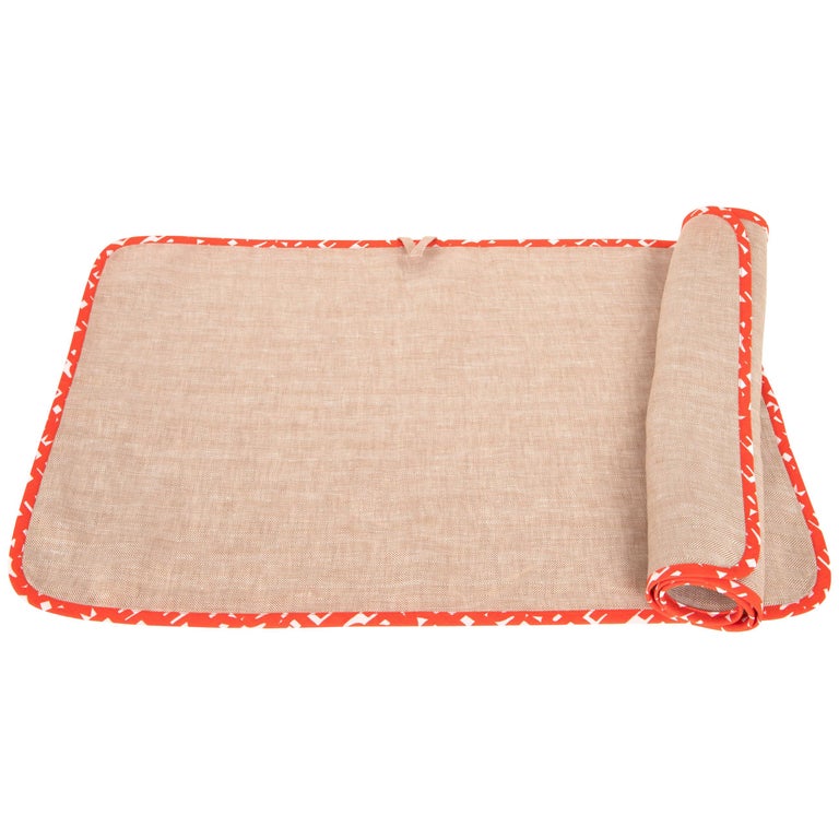 Hermes Kitchen / Bar Towel Set of 2 Linen with Red and White Cotton