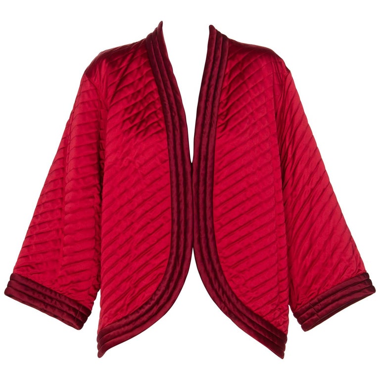 1970s Yves Saint Laurent Chinese Quilted Red Satin Jacket YSL at ...
