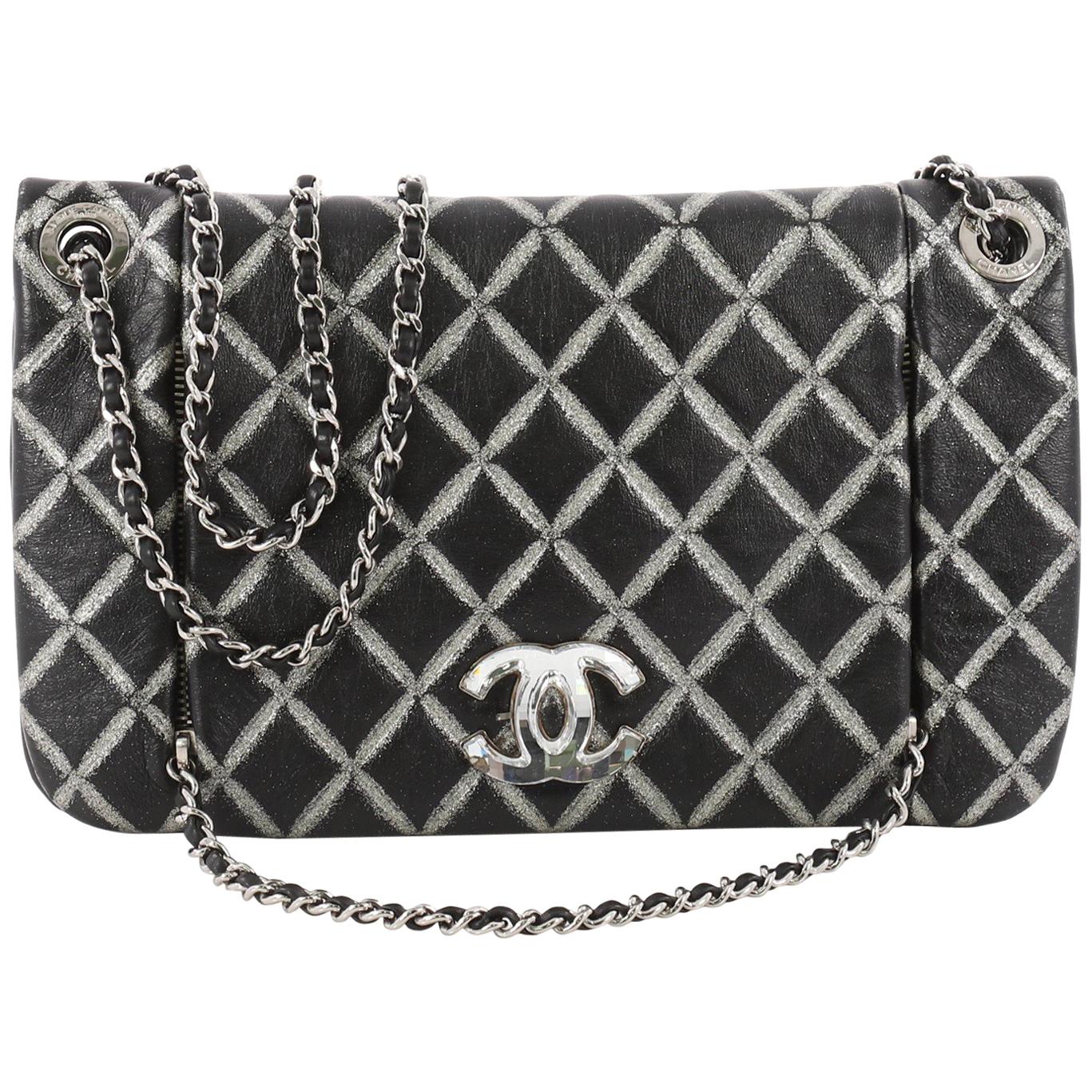 Chanel Crystal CC Chain Flap Bag Hand Painted Leather Small 