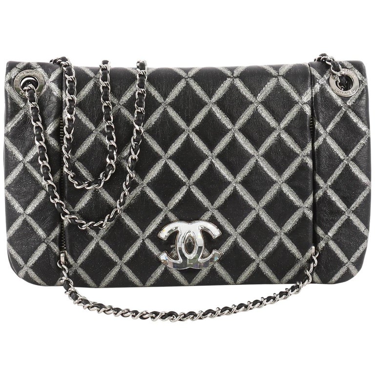 Chanel Crystal CC Chain Flap Bag Hand Painted Leather Small at 1stDibs