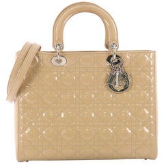 Christian Dior Lady Dior Handbag Cannage Quilt Patent Large 