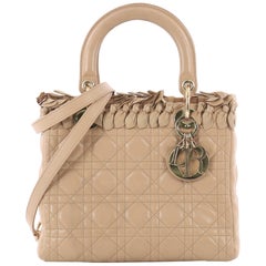 Christian Dior Lady Dior Handbag Bow Cannage Quilt Lambskin Medium