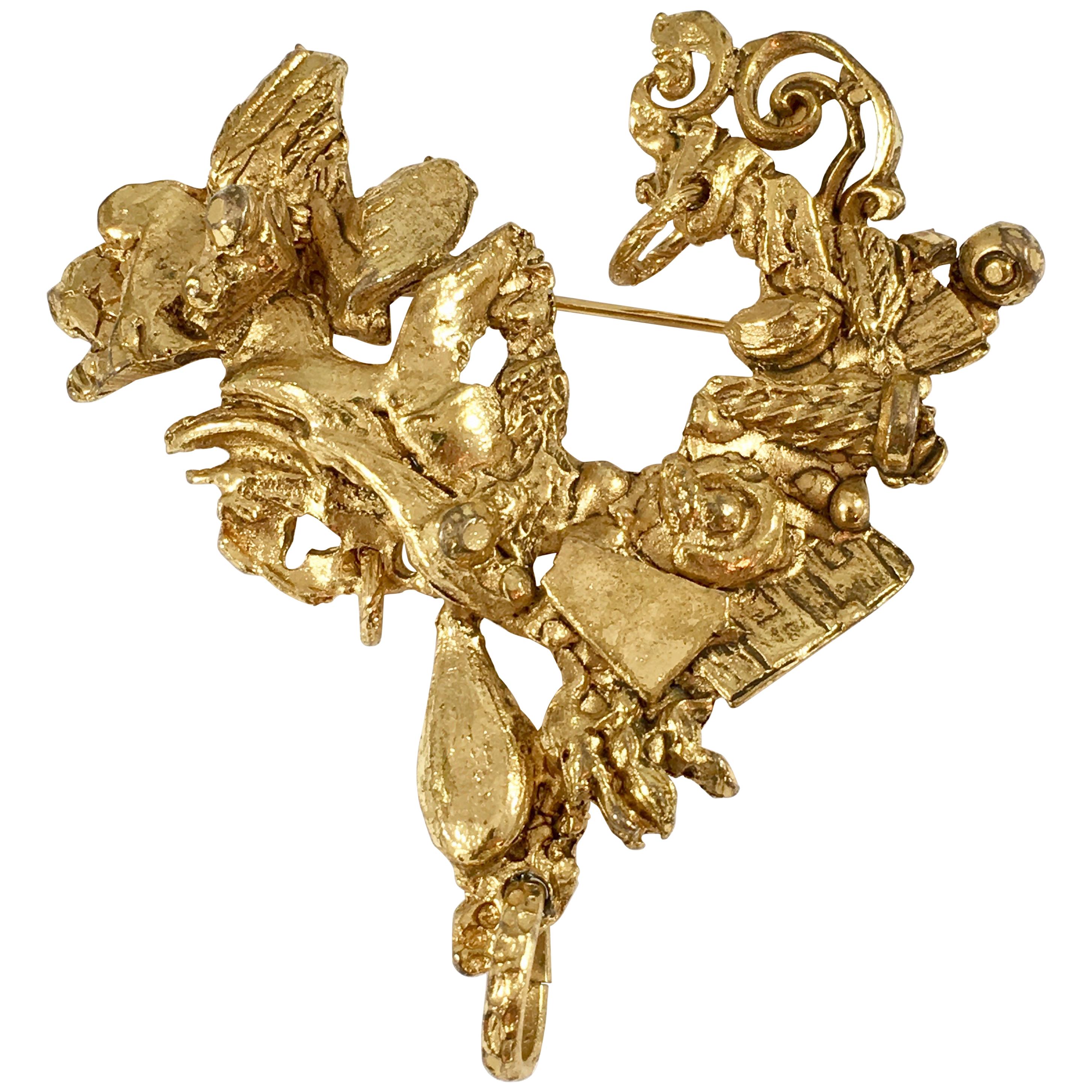 Christian Lacroix Abstract Heart Brooch, 1990s For Sale