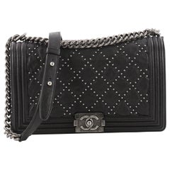 Chanel Boy Flap Bag Quilted Studded Distressed Calfskin New Medium