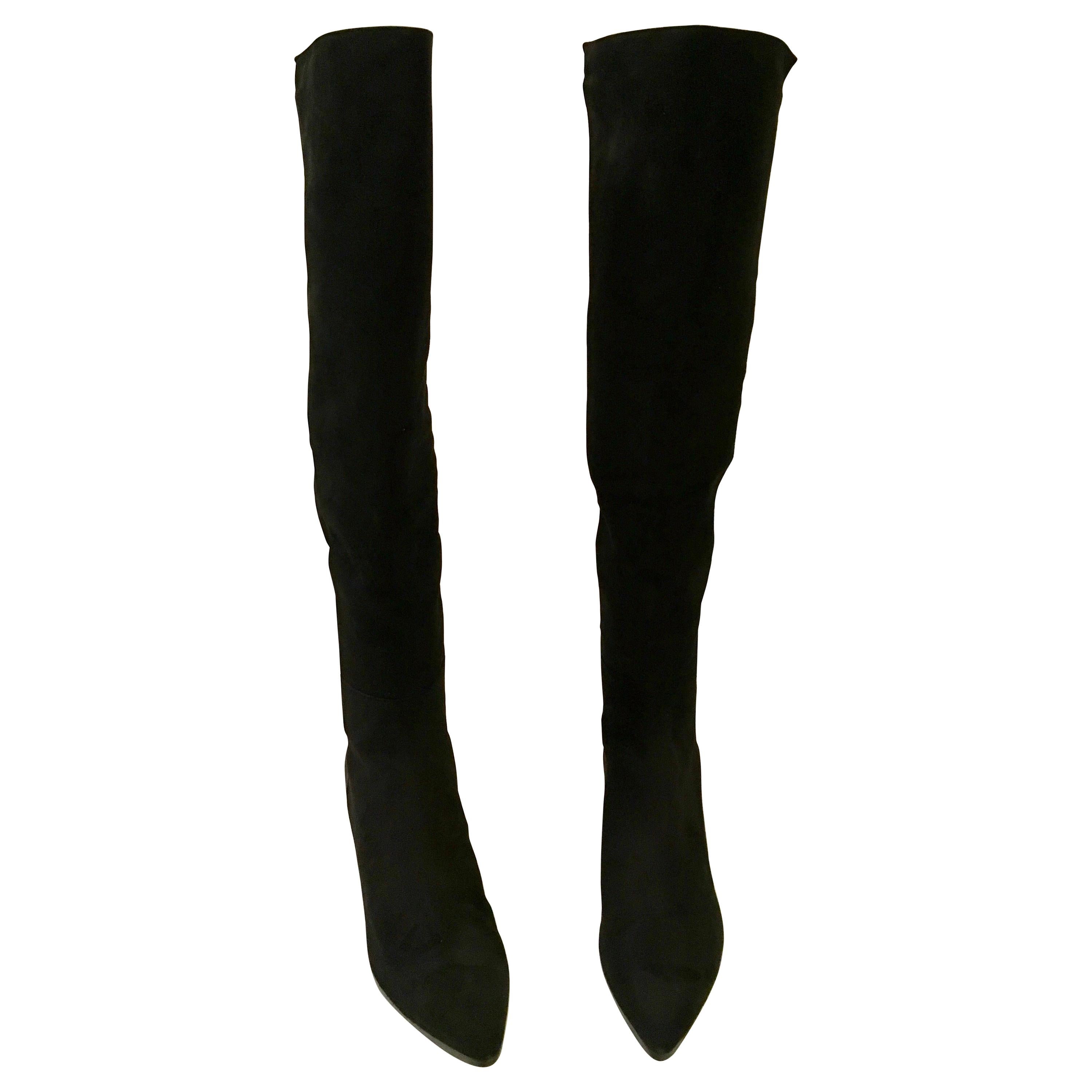 Stuart Weitzman Black Suede Over-the-knee Boots For Sale