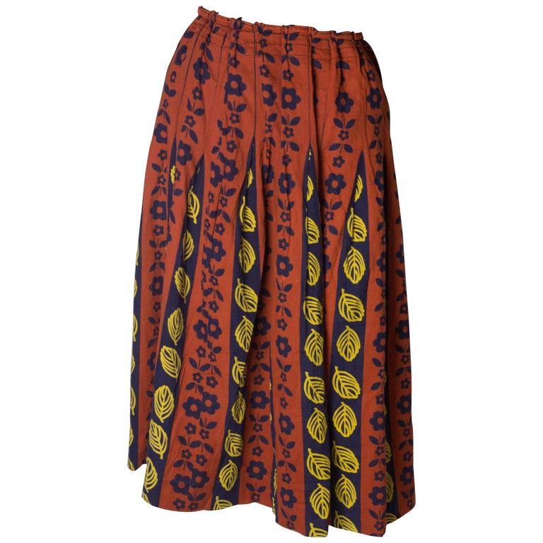 Autumn Print Vintage Skirt For Sale at 1stDibs | autumn print skirt