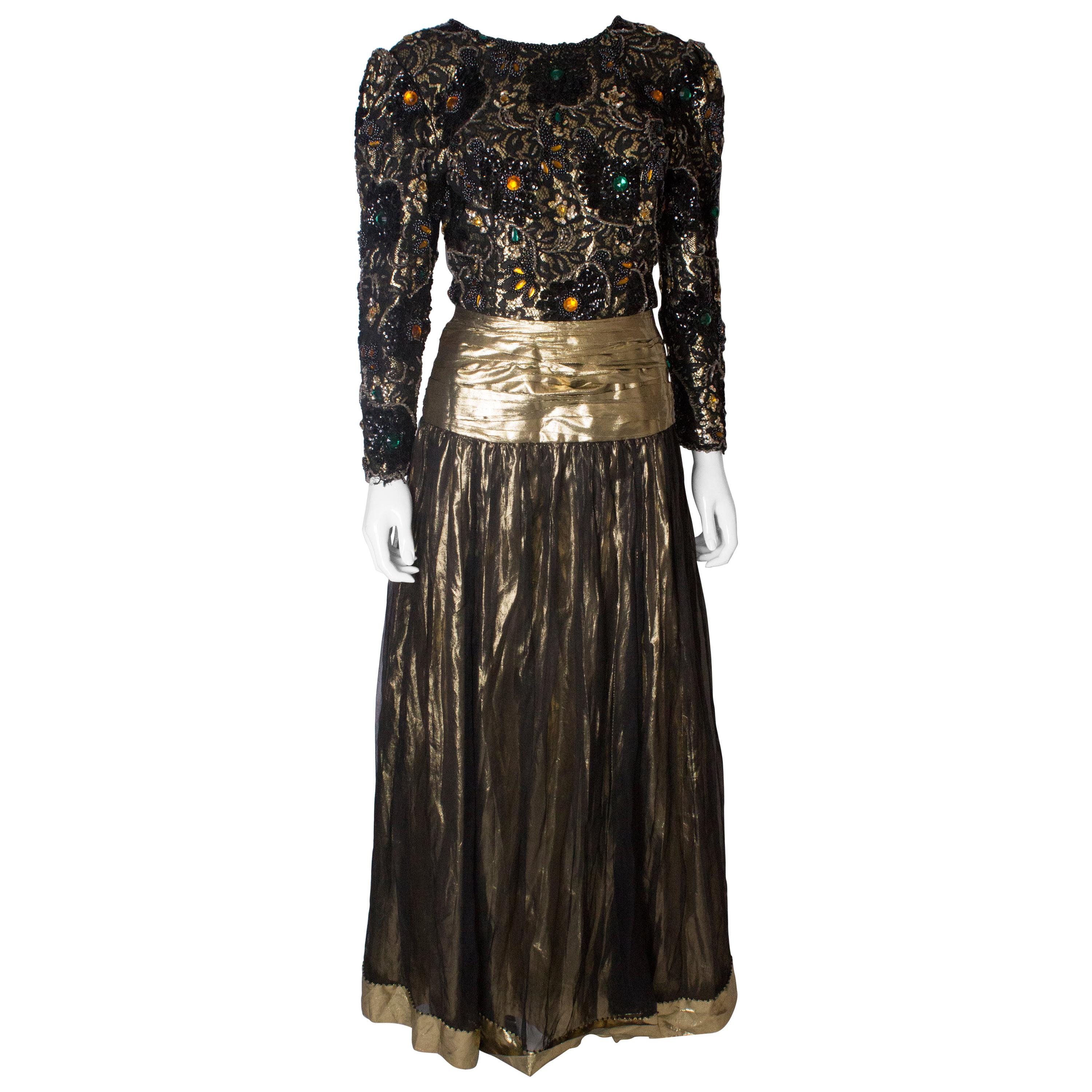 Beaded Evening Gown, 1980s For Sale