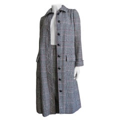 Adele Simpson Plaid Belted Midi Coat and Skirt Set 1960s
