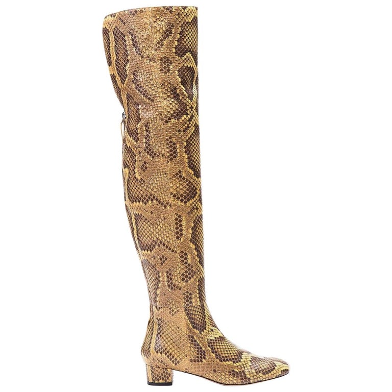 Bally Ochre Python Over The Knee Boots, 2015 at 1stDibs