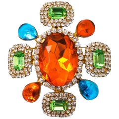 Chanel Multi-Colored Crystal & Gripoix Brooch