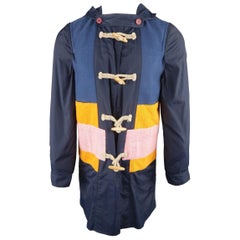 COMME des GARCONS HOMME PLUS S Navy Orange & Pink Patchwork Toggle Coat Jacket