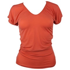 Jean Paul Gaultier Femme Ruched Sleeve Orange Top, Size 4