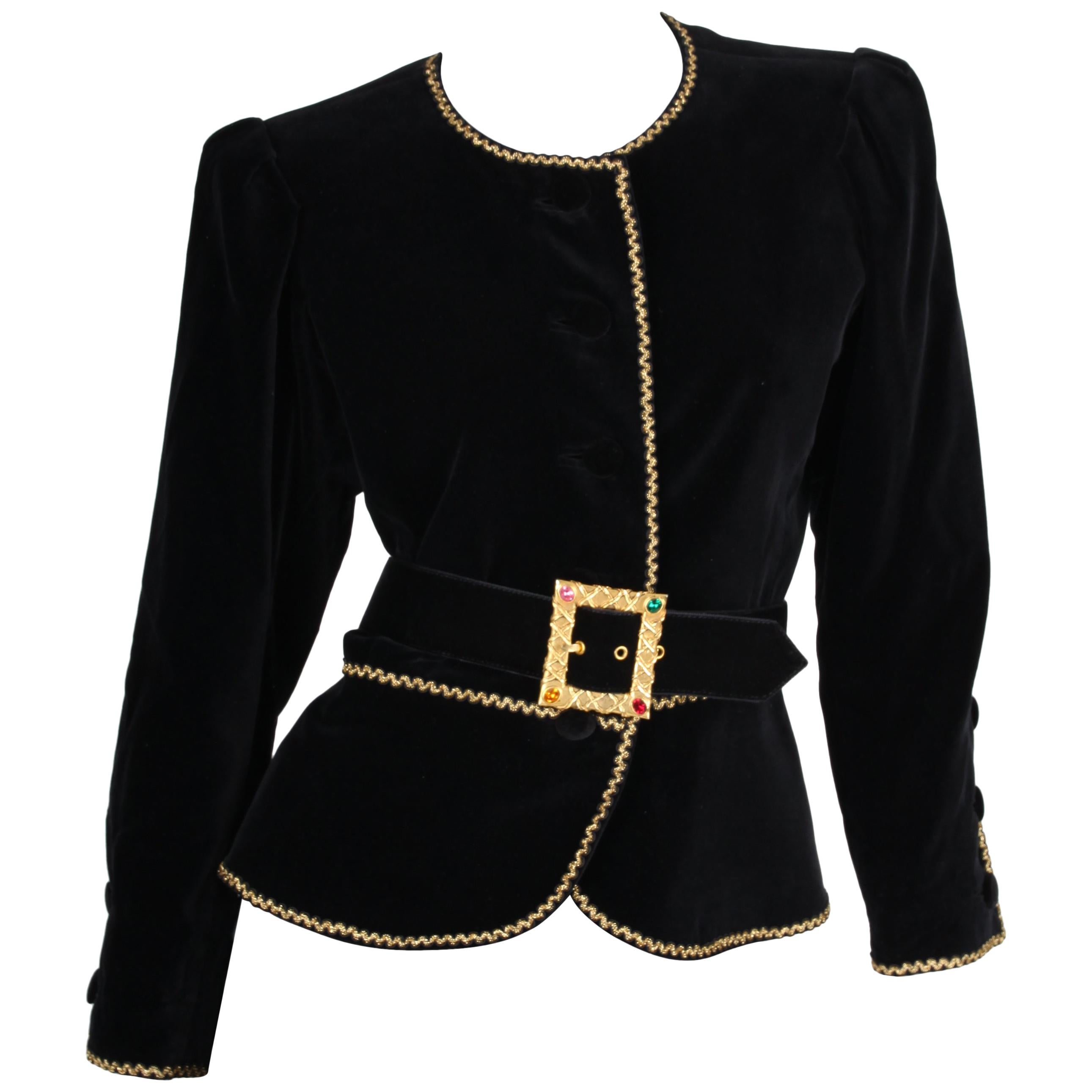 Yves Saint Laurent Rive Gauche Vintage Velvet Jacket - black For Sale