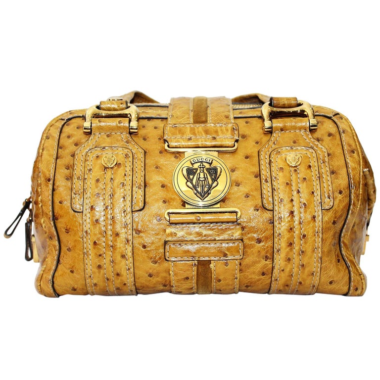 Gucci Aviatrix Boston Ostrich Leather Bag at 1stDibs