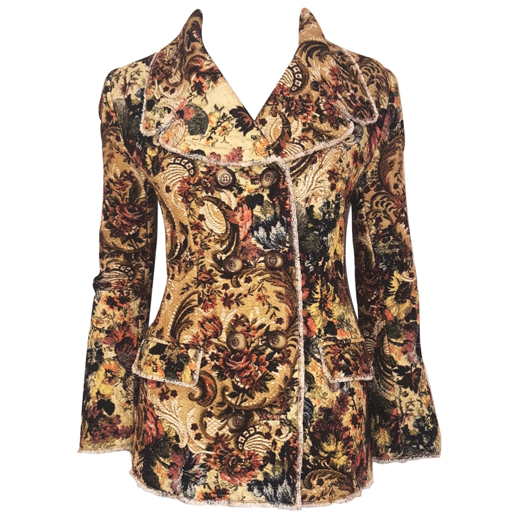 Dolce & Gabbana Baroque Tapestry Floral Print Jacket/ Coat  For Sale