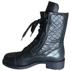 Chanel Quilted Combat Boots