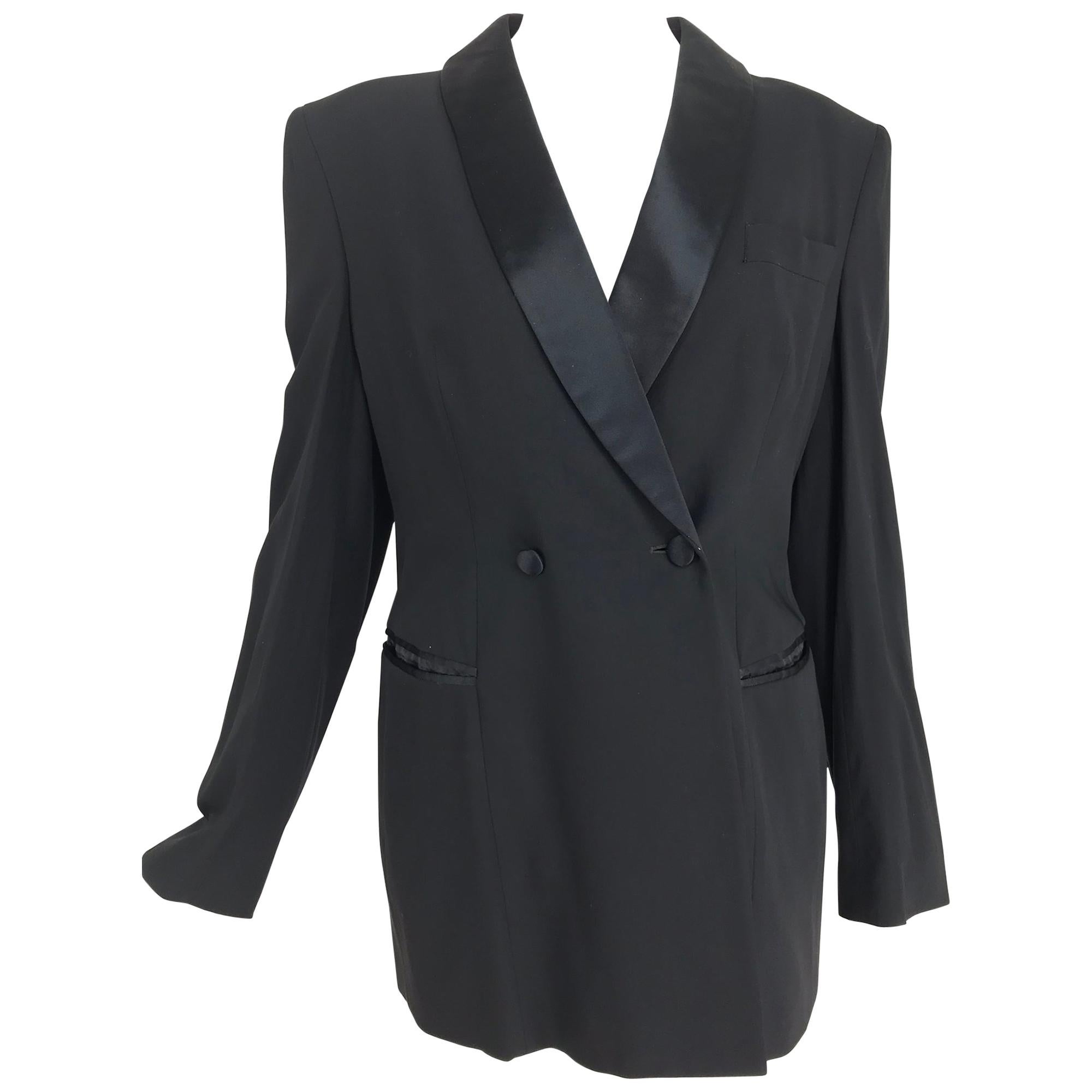Giorgio Armani Womens Classic Tuxedo Jacket Black Wool and Satin For Sale  at 1stDibs | armani womens tuxedo jackets