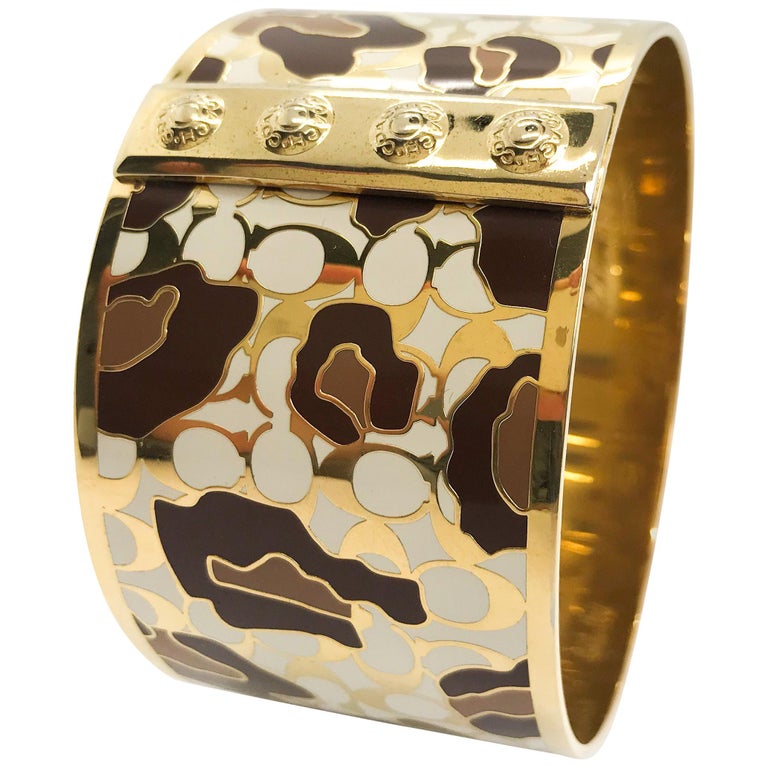 Coach Enamel Gold Tone Bangle Bracelet at 1stDibs coach enamel bangle