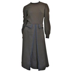 Geoffrey Beene 1960s Braunes Kleid mit schwarzem Rand