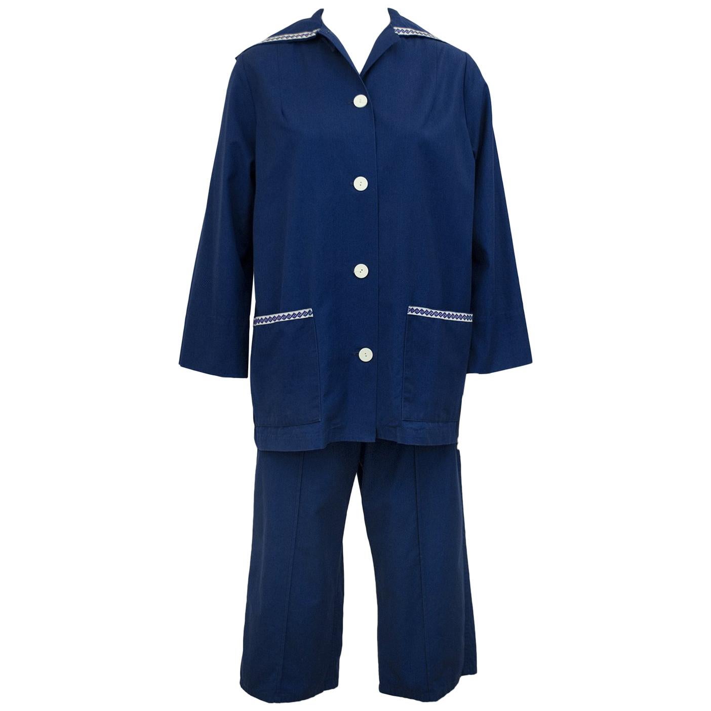 1950s White Stag Indigo Cotton Ensemble For Sale