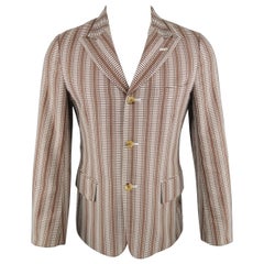 COMME des GARCONS Sport Coat S Brown & White Plaid Print Cotton Blend Blazer