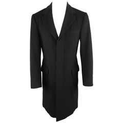 GUCCI Coat by TOM FORD US36 Black Wool Hidden Placket Notch Lapel Jacket