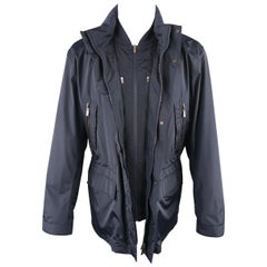 ZEGNA SPORT XL Navy Zip Parka Jacket With Detachable Vest Layer Coat