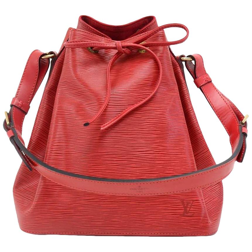Vintage Louis Vuitton Petit Noe Red Epi Leather Shoulder Bag For Sale