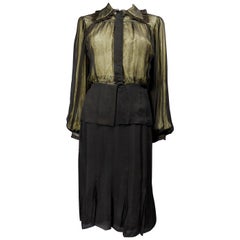 Madeleine Vionnet set in silk crepe and blonde lace Circa 1935/1940