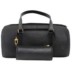 Used Louis Vuitton Soufflot Black Epi Leather Hand Bag + Pouch