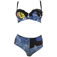 Dior Miss Diorella Denim Trompe L'oeil Lingerie Set, Size 4 