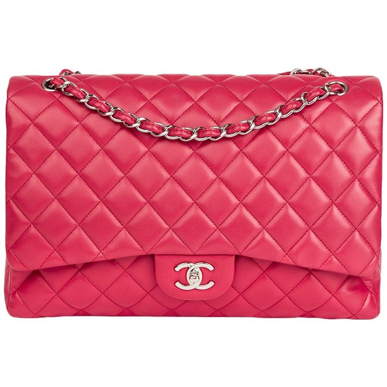 2009 Chanel Fuchsia Quilted Lambskin Maxi Classic Single Flap Bag at ...