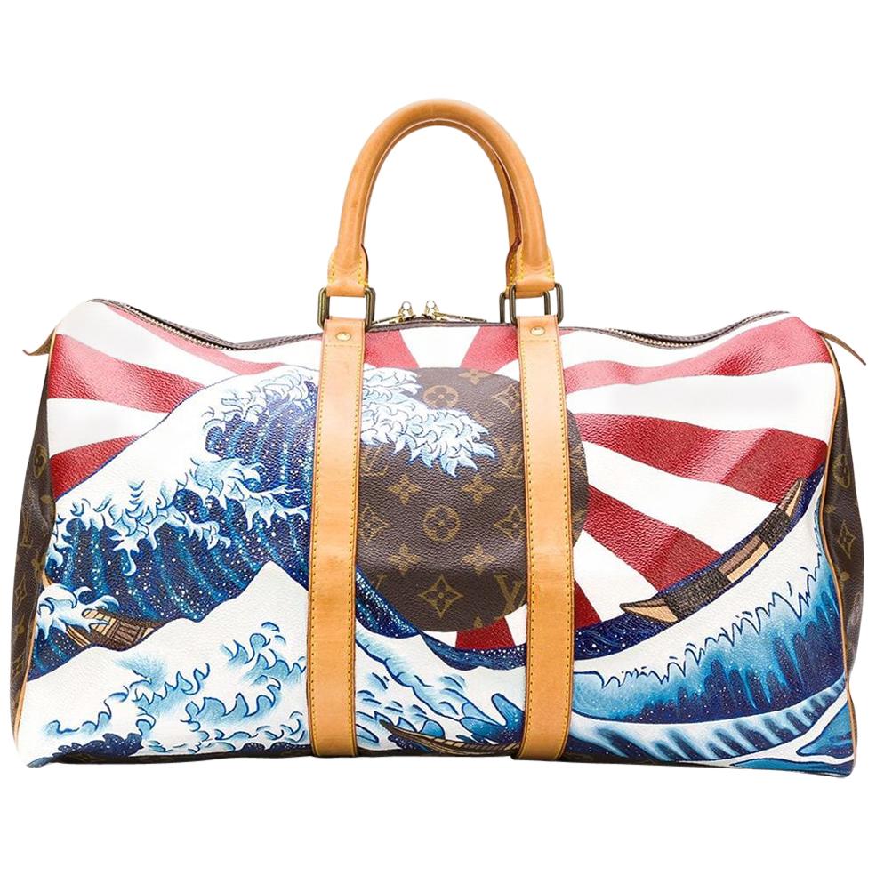 Customised Louis Vuitton 'Japanese Wave' Monogram Keepall Bag