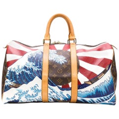 Customised Louis Vuitton 'Japanese Wave' Monogram Keepall Bag