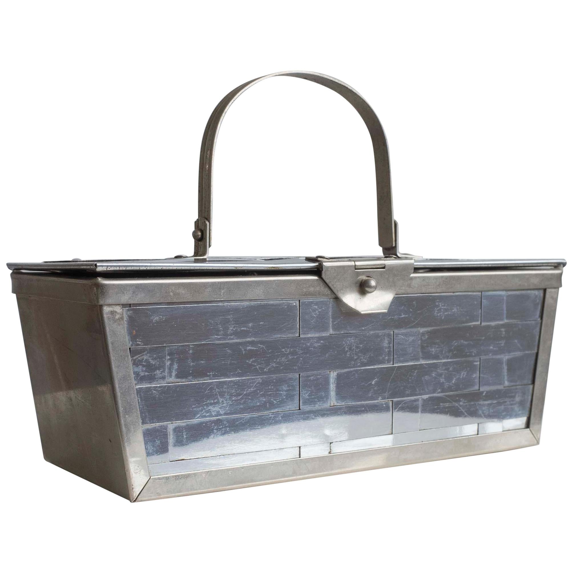 1960s Silver Basket Weave Mod Box Handbag