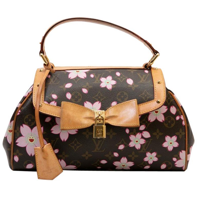 LOUIS VUITTON BAG &#39;Cherry Blossom&#39; in Brown Monogram Canvas with Floral Pattern For Sale at 1stdibs