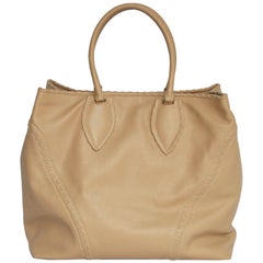ALAÏA Large Tote Bag in Beige Grained Leather
