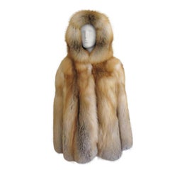 Manteau / Parka / Veste unisexe à capuchon en renard Mailon rouge naturel